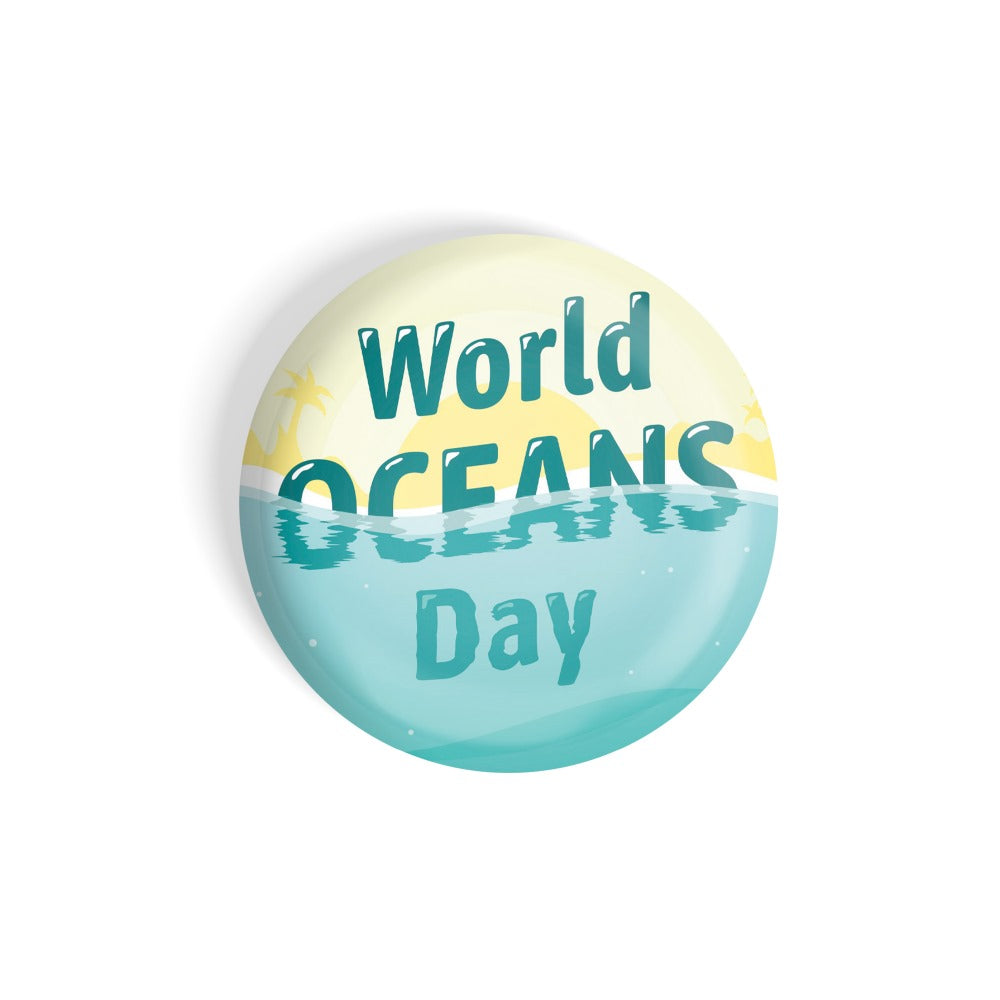 dhcrafts Round Fridge Magnet Multicolor World Ocean Day D2 Glossy Finish Design Pack of 1 (58 mm)